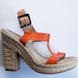 Michael Kors orange espadrille platforms